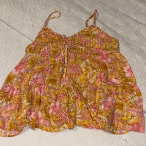 American Eagle Outfitters Pink and Orange Floral Tank Top